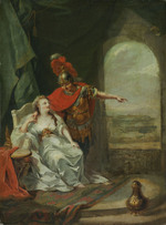 Antonius berichtet Kleopatra von seinem Sieg über die Reiterei des Octavian, Skizze
