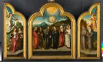 Flügelaltar mit Christus, Maria und Heiligen; Mitteltafel: Petrus, Paulus, Christus, Maria, Anna, Magdalena...