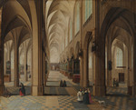 Innenansicht einer fünfschiffigen Kathedrale (Figuren von Frans Francken III.)