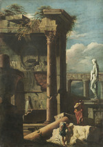 Antike Ruinen mit einer Statue und Staffagefiguren (Gegenstück zu GK 532)